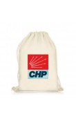 CHP logolu ip büzgülü ham bez organik geri dönüştürülebilir seçim promosyon çantası